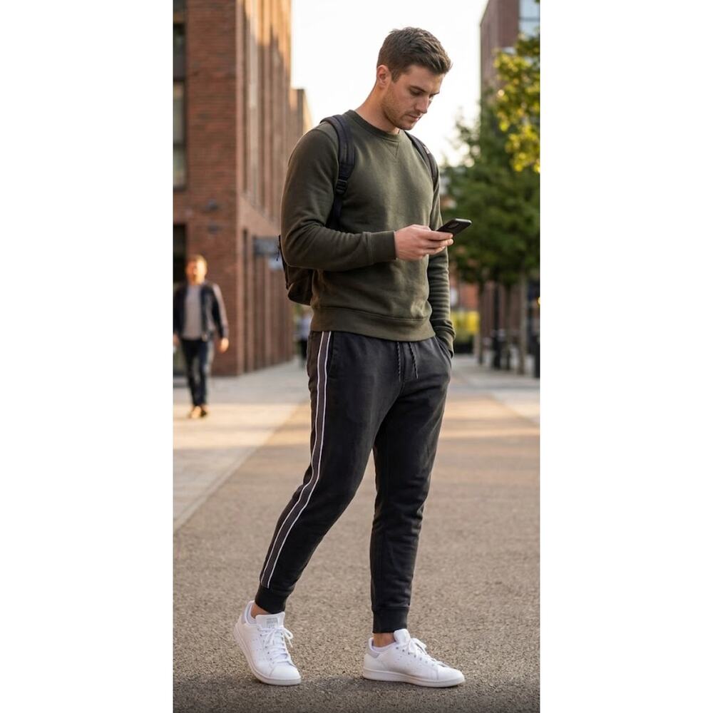 Abercrombie & Fitch Mens Athletic Division Joggers XL Gray White Stripe EUC